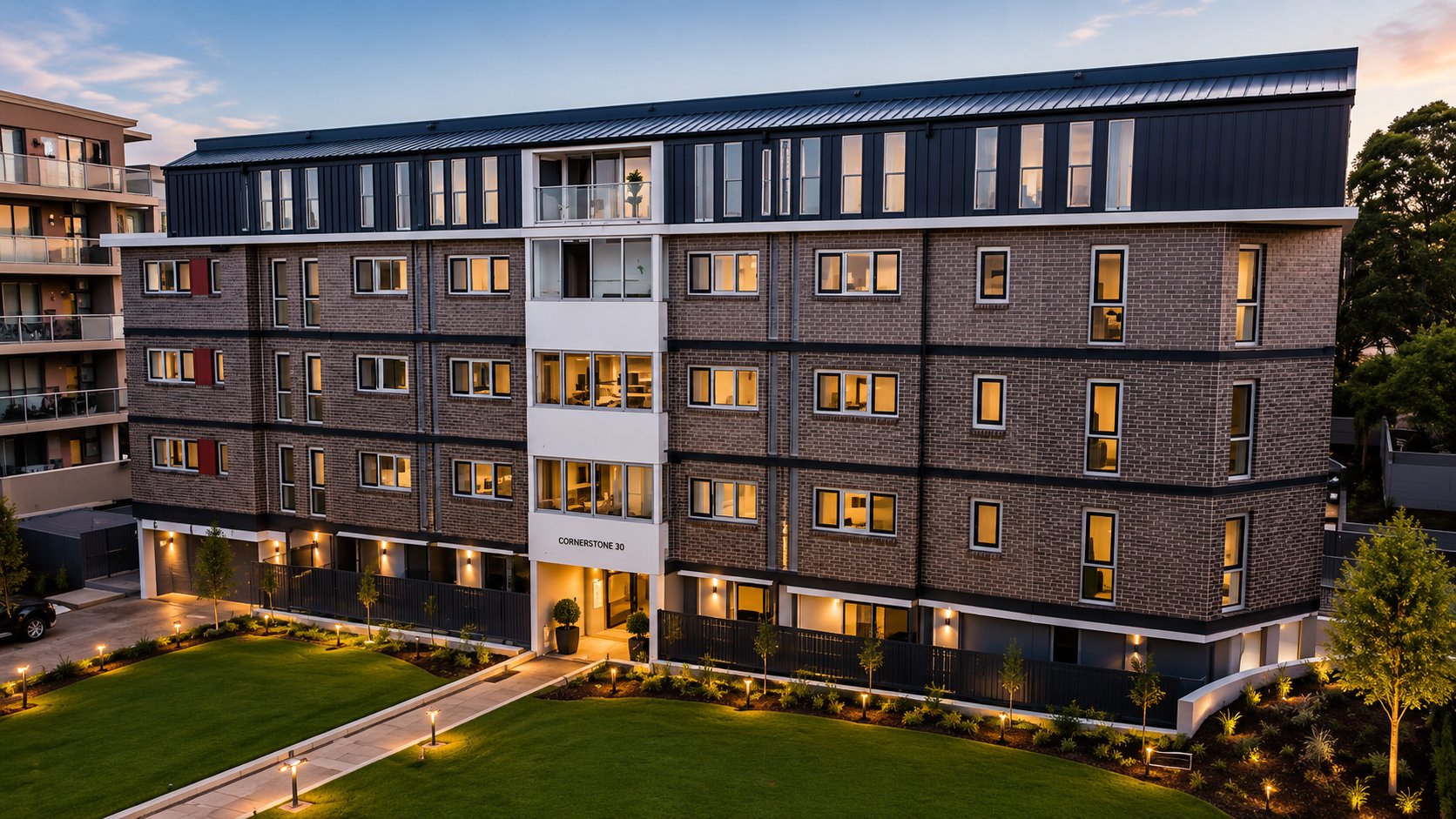Cornerstone Apartments building exterior — 88 Courallie Avenue Homebush West